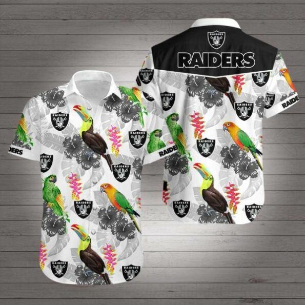 NFL-Oakland-Raiders-parrot-aloha-Hawaiian-3D-Shirt-summer