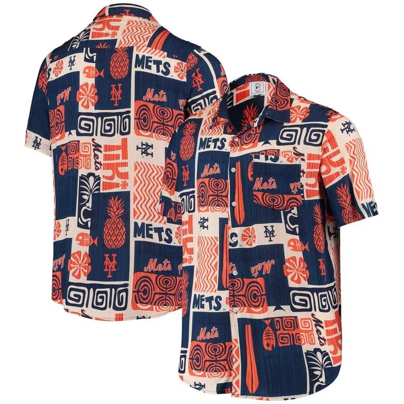 New York Mets MLB Hawaiian Shirt mayan pattern