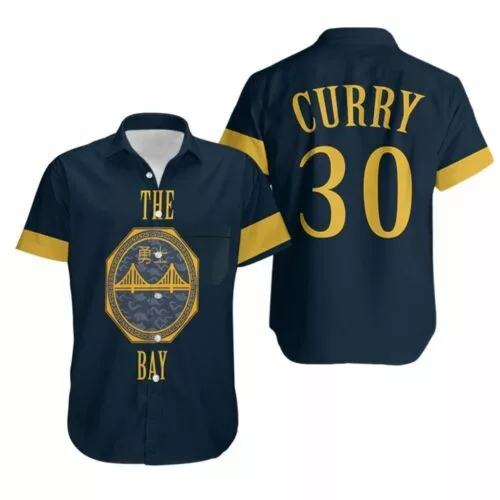 No.30 Stephen Curry Golden State Warriors City Navy Jersey Hawaiian Shirt