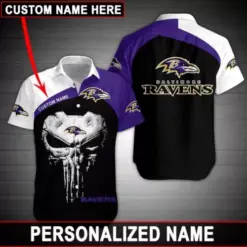 Personalized Baltimore Ravens Punisher Skull Hawaiian Shirt Mh121 -hothawaiianshirt