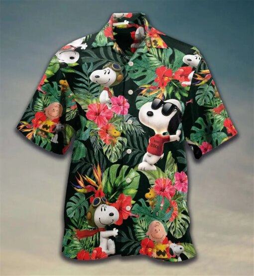 Snoopy-And-Woodstock-Tropical-Pattern-Summer-hot-Hawaiian-shirts