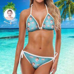 custom Face Swimsuit hawaiian Bikini with Face - Flamingo