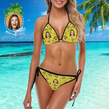 custom Face Swimsuit hawaiian Bikini with Face - Pineapple