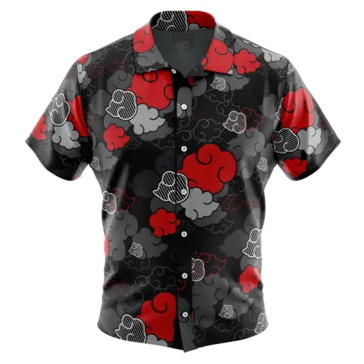 Black red Aloha Akatsuki Naruto Button Up Hawaiian Shirt