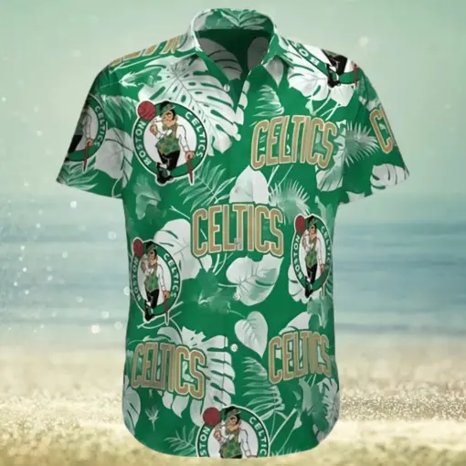 Boston Celtics Logo Tropical Hawaiian Shirt botton up