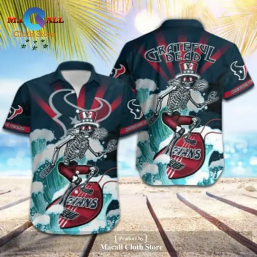 Houston Texans NFL Skateboarding Skull Collection Hawaiian Shirt