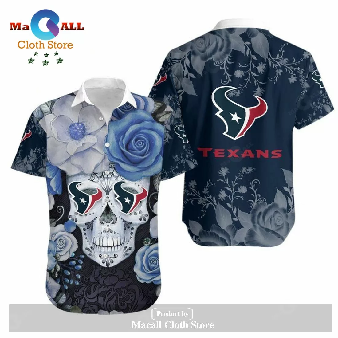 Houston Texans Skull NFL Gift For Fan Hawaiian Graphic Print Short Sleeves Shirt