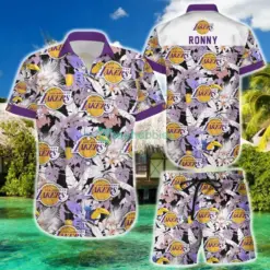 Los-Angeles-Lakers-Nba-Yellow-Purple-Pattern-Tropical-Vibe-Style-Hawaiian-Shirt-And-Shorts-summer