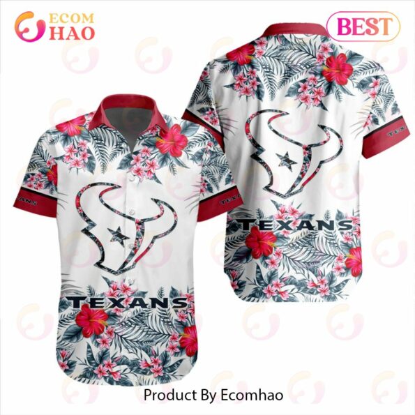 NFL Houston Texans Special Hawaiian Design With Flowers And Big Logo Button Shirt for fan