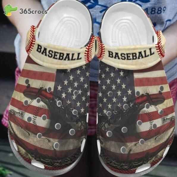America Baseball Happy Independence Day For Baseball Sport Lovers Crocs Clog Shoes
