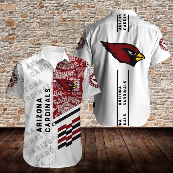 NFL ARIZONA CARDINALS RED AND WHITE HAWAIIAN SHIRT FOR FANS