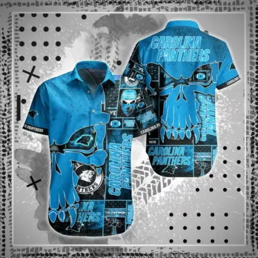 NFL Carolina Panthers Hawaiian Shirt Style Short Skull 3D