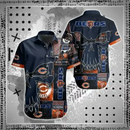 NFL Chicago Bears Style SKull football 3d Hawaiian Shirt Short custom fan