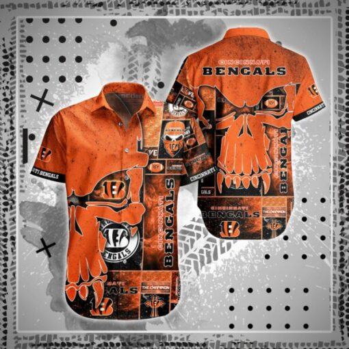 NFL Cincinnati Bengals Skull 3D Hawaiian Shirt Short custom fan