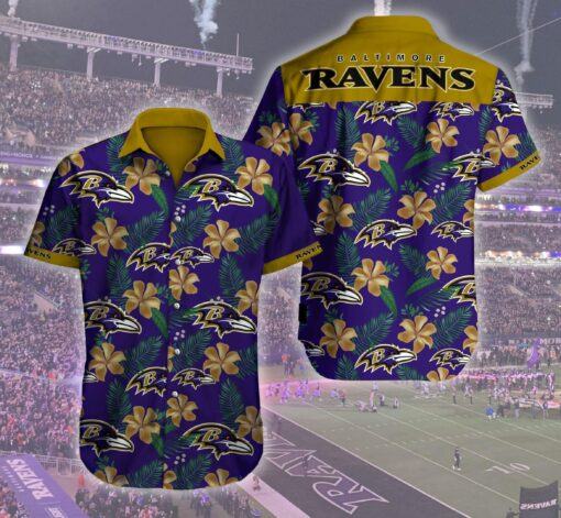 NFL Hawaiian Shirt Baltimore Ravens Logo For Fans 01