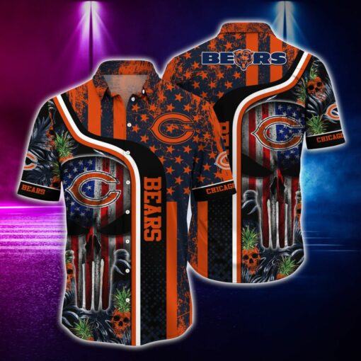 NFL Hawaiian Shirt Chicago Bears Tshirt Skull tropical