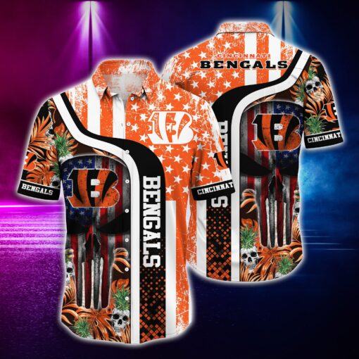 NFL Hawaiian Shirt Cincinnati Bengals and Tshirt skull