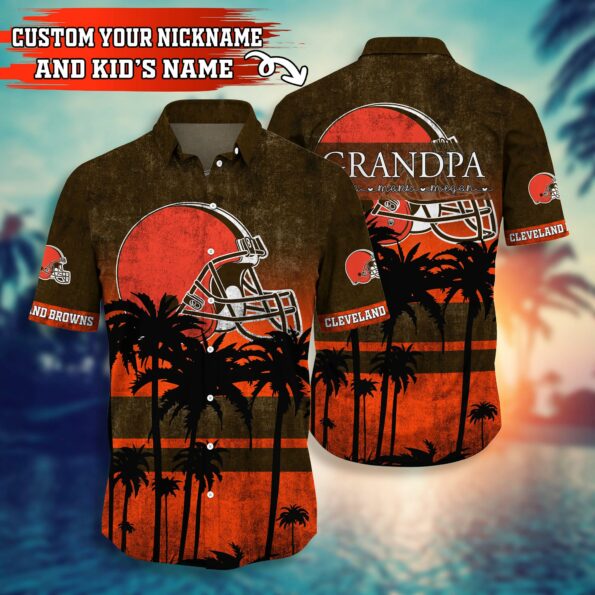 NFL Hawaiian Shirt Cleveland Browns and Short Style 3D Custom Name Name