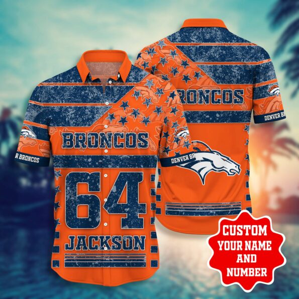 NFL Hawaiian Shirt Denver Broncos Shorts star Custom Name Number