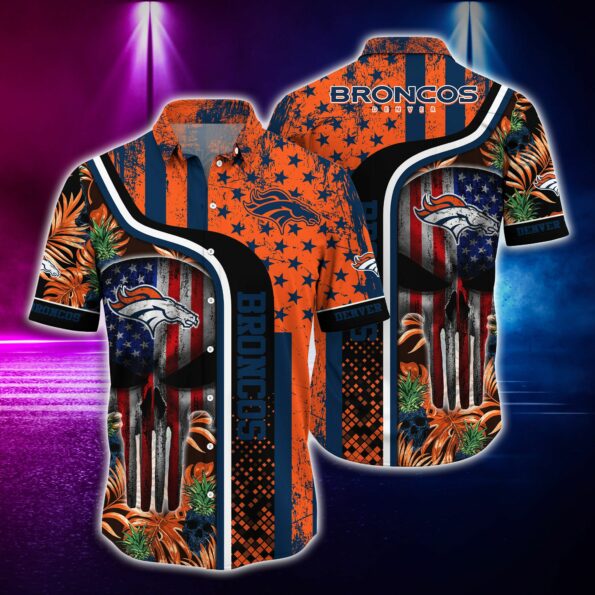 NFL Hawaiian Shirt Denver Broncos and Tshirt skull