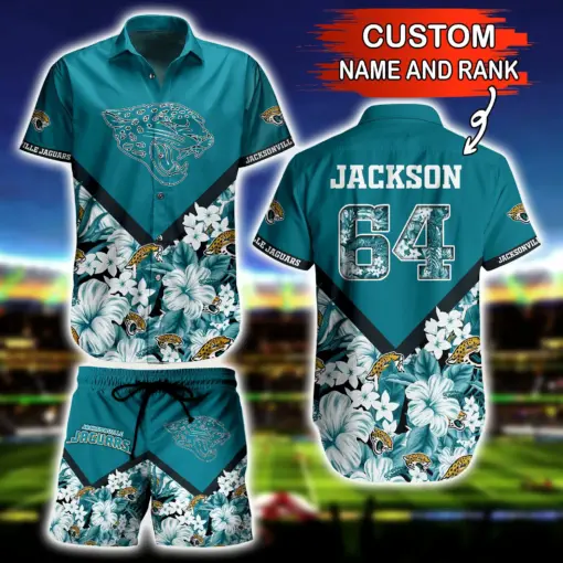 NFL Hawaiian Shirt Jacksonville Jaguars and Short Floral 3D Custom Name Number