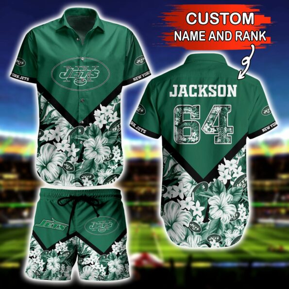 NFL Hawaiian Shirt New York Jets and Short T shirt Floral Custom Name Number
