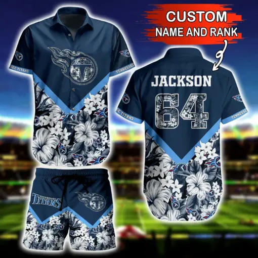 NFL Hawaiian Shirt Tennessee Titans and Short Floral 3D Custom Name Number