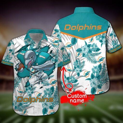 NFL Miami Dolphins Hawaiian Shirt And Shorts Mascot custom name