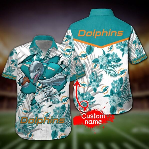 NFL Miami Dolphins Hawaiian Shirt And Shorts Mascot custom name