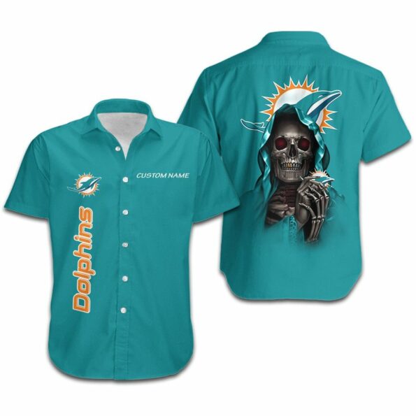 NFL Miami Dolphins Hawaiian Shirt Football Team Logo Custom Name All Over Printed 3D