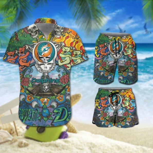NFL Miami Dolphins Hawaiian Shirt Grateful Dead And Shorts For Fan