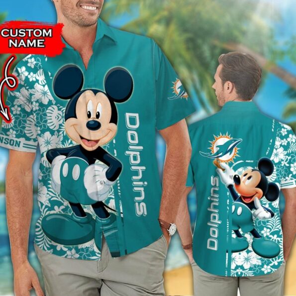 NFL Miami Dolphins Hawaiian Shirt & Mickey Mouse Custom