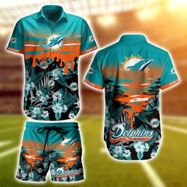 NFL Miami Dolphins Hawaiian Shirt Short Floral 3D For Fans