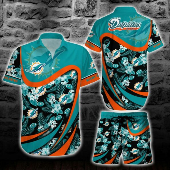 NFL Miami Dolphins Hawaiian Shirt Short Floral 3D for fan
