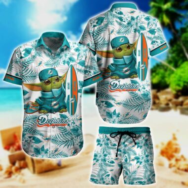 NFL Miami Dolphins Hawaiian Shirt Summer Yoda Surfboard and Short 3D
