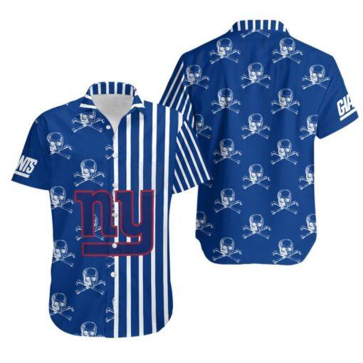 New York Giants Stripes and Skull Hawaiian Shirt For Fans