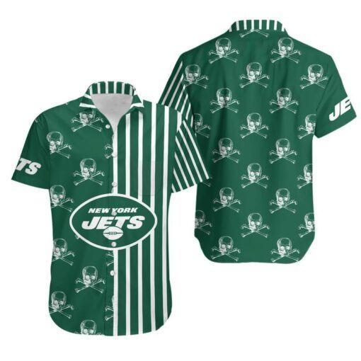 New York Jets Stripes and Skull Hawaiian Shirt For Fans