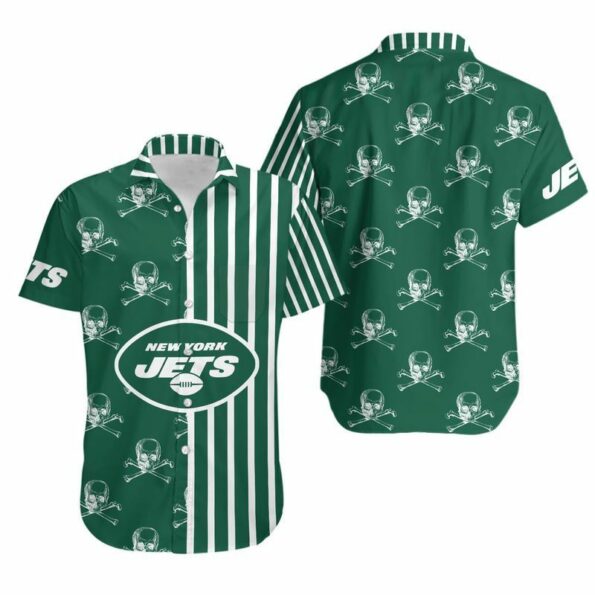 New York Jets Stripes and Skull Hawaiian Shirt For Fans