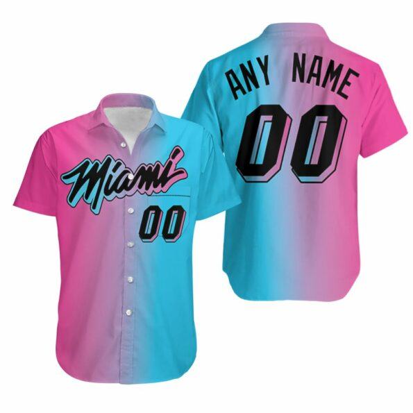 Personalized Miami Heat Any Name 00 Nba City Edition Split Pink Blue Jersey Inspired Style hot Hawaiian Shirt