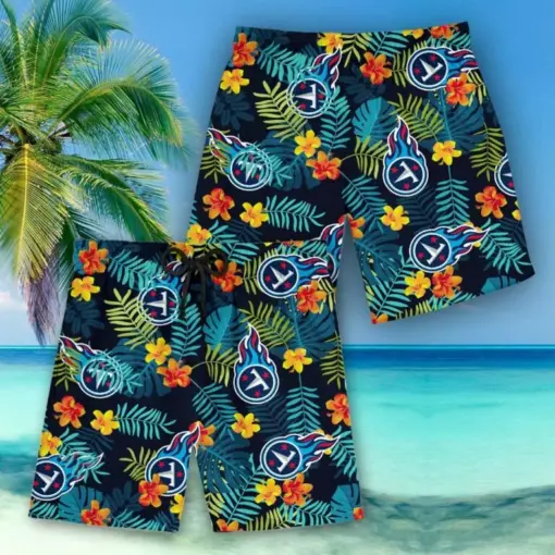 TENNESSEE TITANS NFL hawaiian short tropical leaves