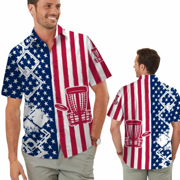 Disc Golf American Flag Men hot Hawaiian Shirt For Disc Golfers