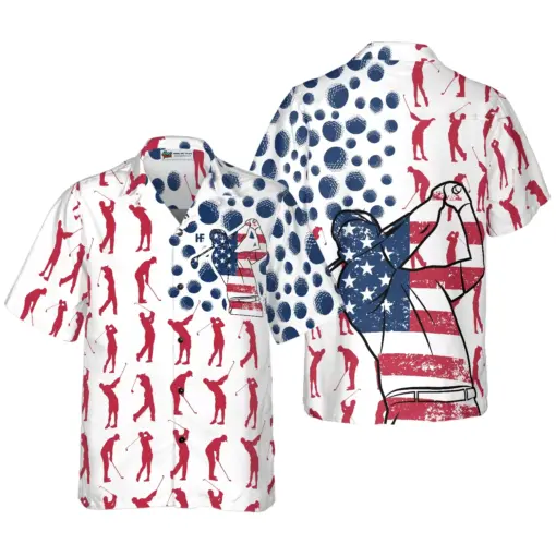 Golf American Flag Pose hot Hawaiian Shirt