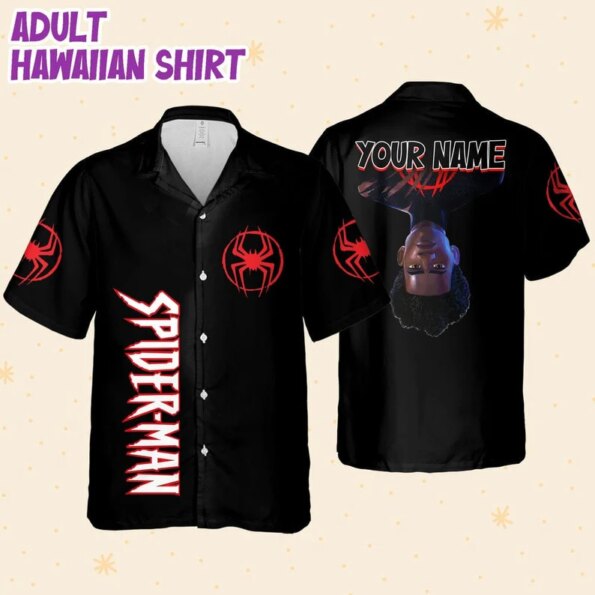 Personalize Spider Man The Spider Verse hot hawaiian shirt full black 01