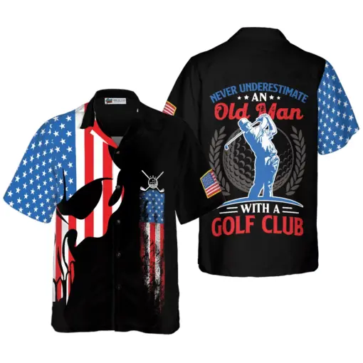 Skull Golf With American Flag hot Hawaiian Shirt