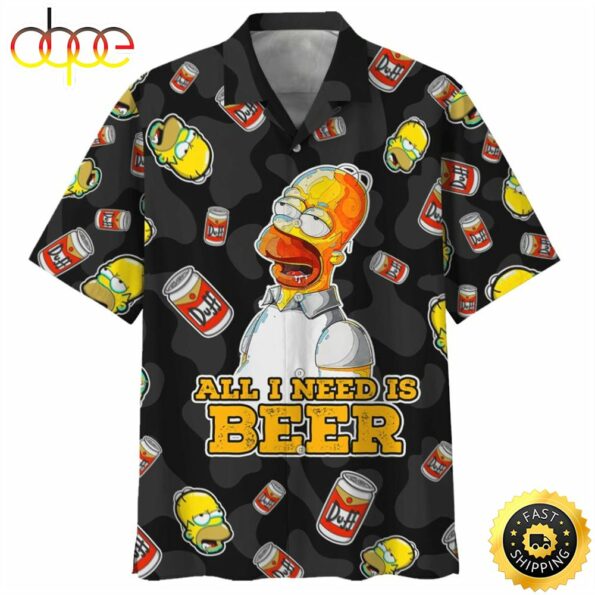 The Simpsons All I Need Is Beer hot Hawaiian Shirt