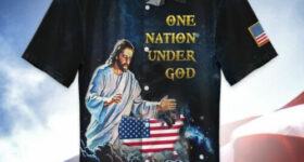4th Of July Independence Day American Jesus One Nation Under God 3D hot HAWAII SHIRT