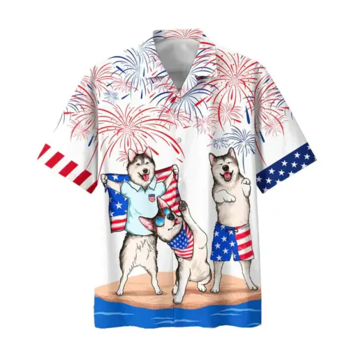 Alaska Hawaiian Shirt For 4th Of July Patriotic, American Independence Day Dog Hawaii Shirt For Men And Women