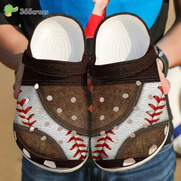 Baseball Pattern Leather Zips Baseball Lovers Gift Father Birthday Gift Son Gift Crocs Clog Shoes