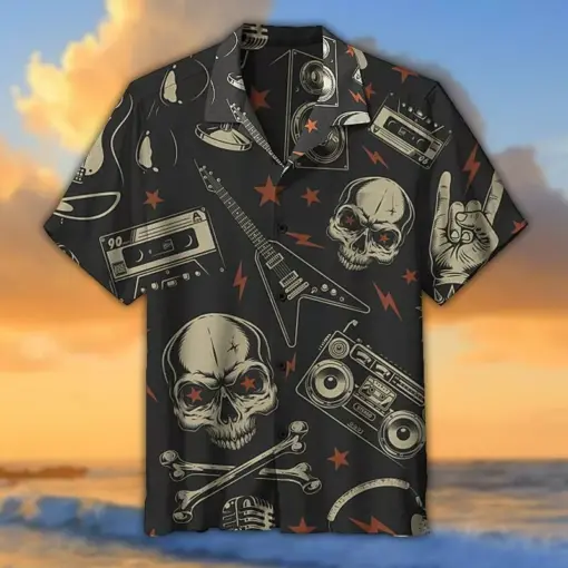 Electric Guitar Aloha hot Hawaiian Shirt Hawaii Summer Beach Shirt