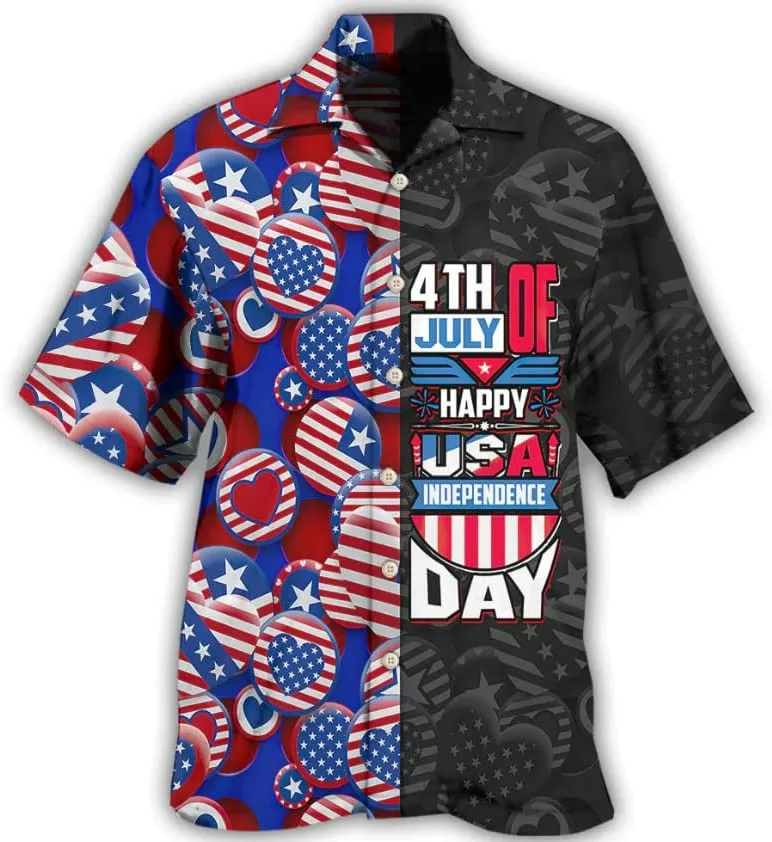 Fourth of July Happy USA Independence Day Hawaiian 3D Hawaii Shirts, America Patriotic hot Hawaiian Shirt